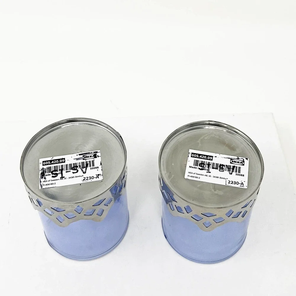 IKEA GOKVALLA Blue & Silver Tealight Holder (2)
